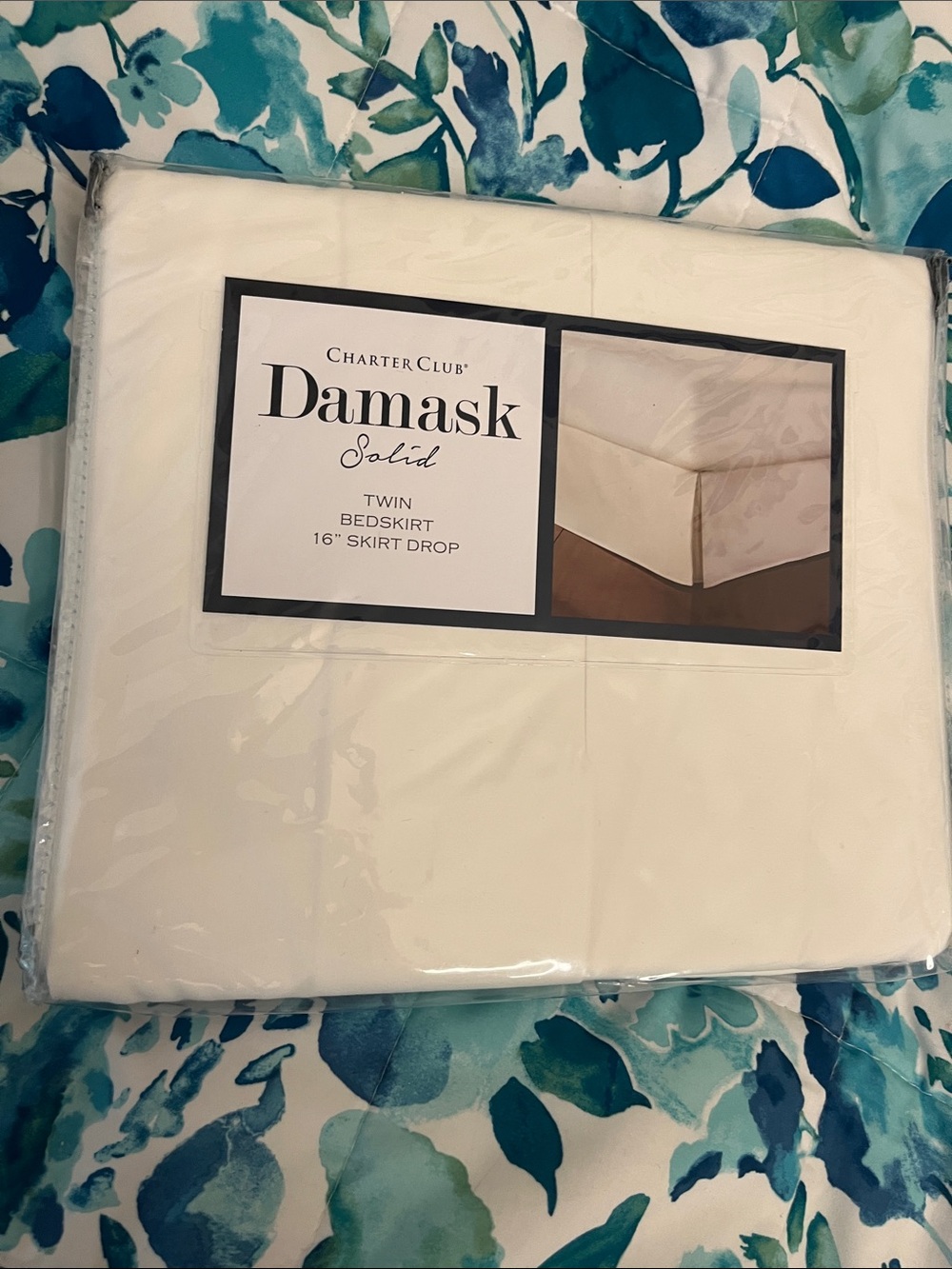 Charter Club Damask Solid Twin Bedskirt in White